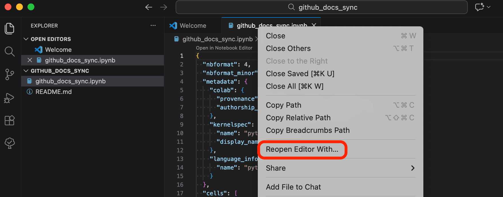 VSCodeテキストエディター選択