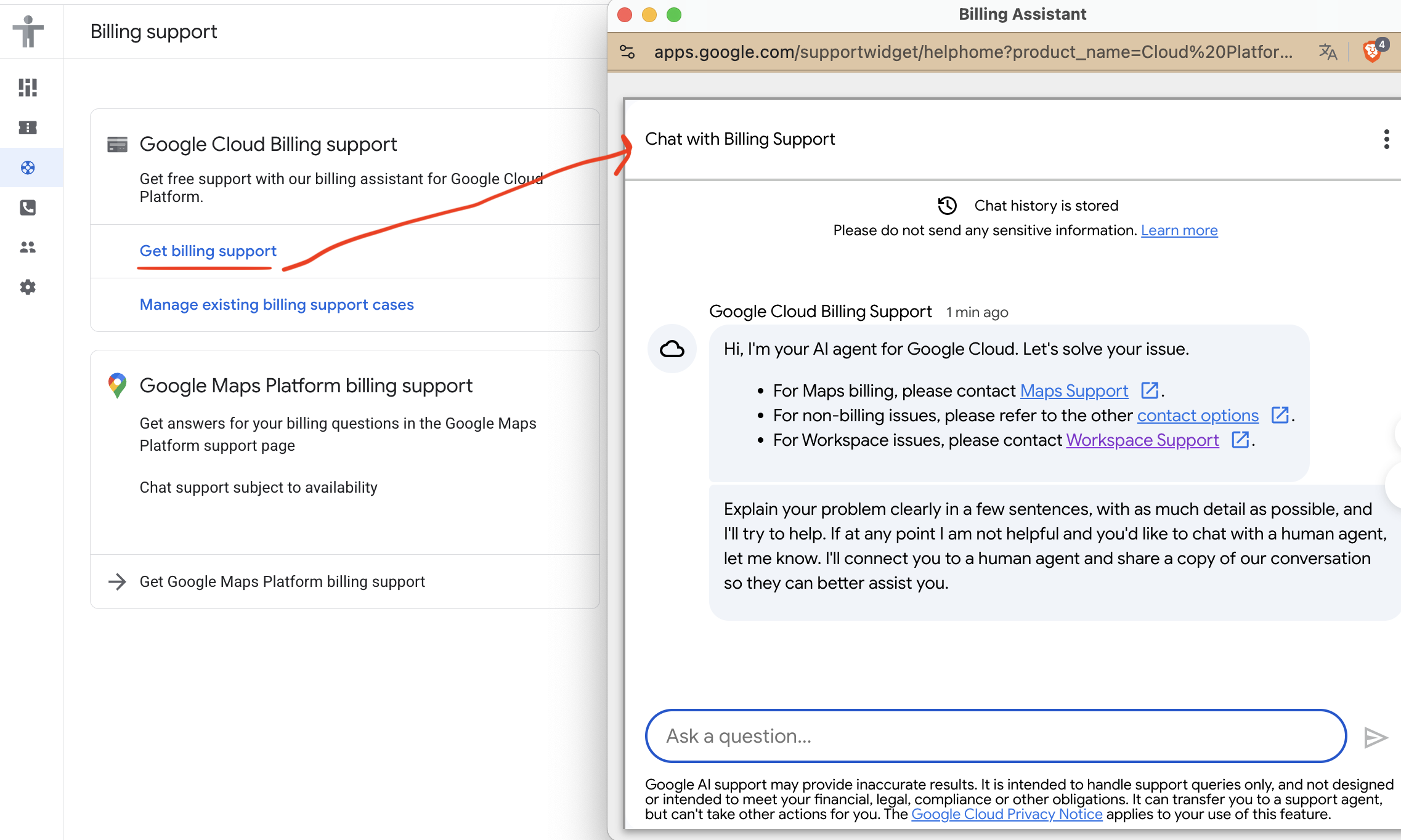Billing Support Chat Interaction