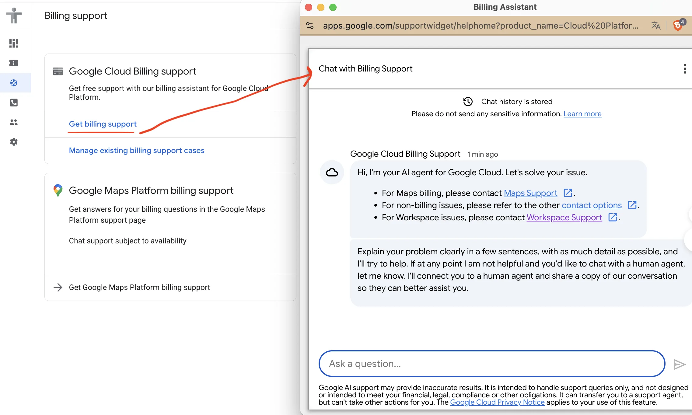 Billing Support Chat Interaction